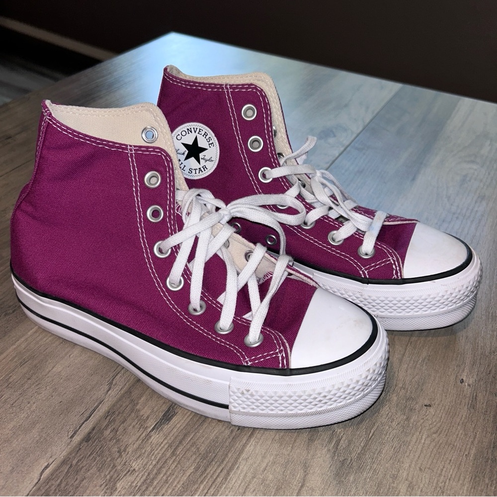 Maroon Platform Converse Shoes.
